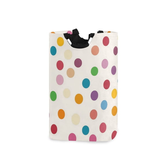 Yayeee Freestanding Laundry Hamper with Handle Collapsible Large Storage Basket for Clothes, Polka Dot