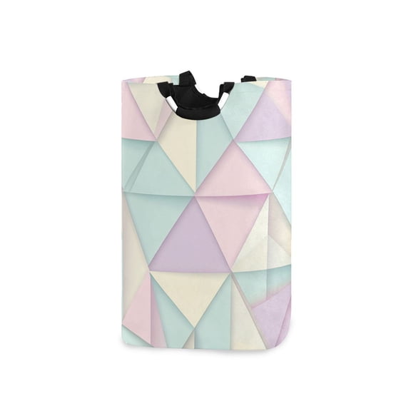 Yayeee Freestanding Laundry Hamper with Handle Collapsible Large Storage Basket for Clothes, Purple Geometric