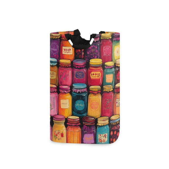 Yayeee Freestanding Laundry Hamper with Handle Collapsible Large Storage Basket for Clothes, Purple Jar