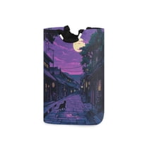 Yayeee Freestanding Laundry Hamper with Handle Collapsible Large Storage Basket for Clothes, Purple Street