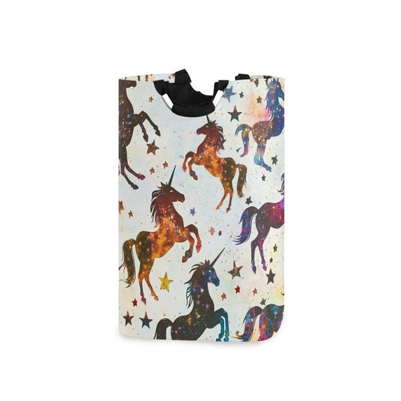 Yayeee Freestanding Laundry Hamper with Handle Collapsible Large Storage Basket for Clothes, Rainbow Stars Pattern