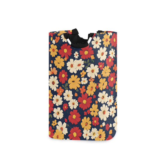 Yayeee Freestanding Laundry Hamper with Handle Collapsible Large Storage Basket for Clothes, Red Floral