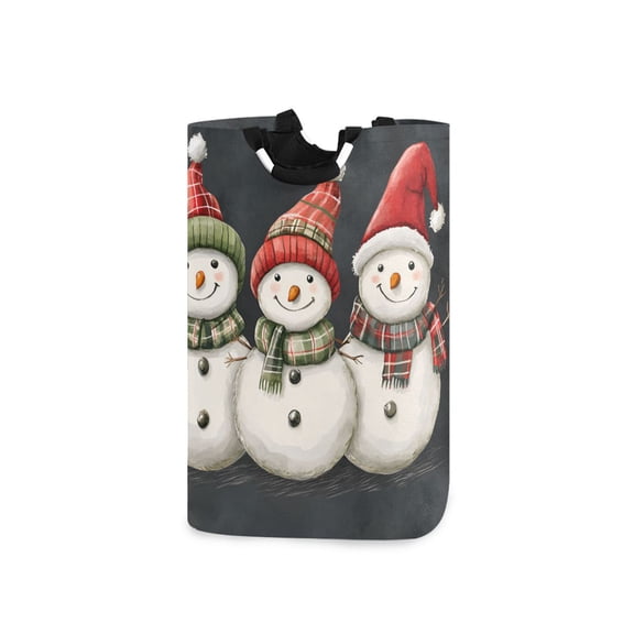 Yayeee Freestanding Laundry Hamper with Handle Collapsible Large Storage Basket for Clothes, Red Snowmen