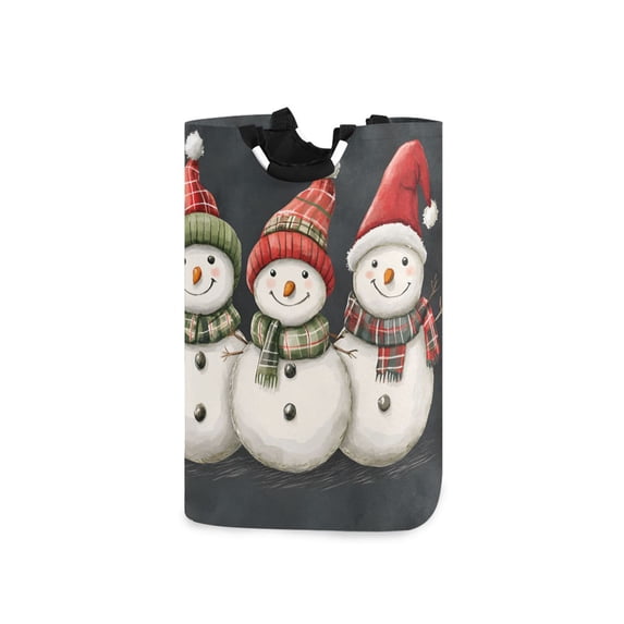 Yayeee Freestanding Laundry Hamper with Handle Collapsible Large Storage Basket for Clothes, Red Snowmen