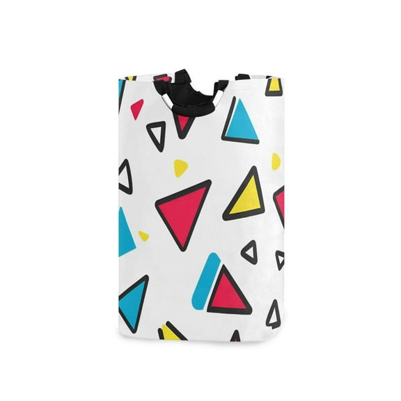 Yayeee Freestanding Laundry Hamper with Handle Collapsible Large Storage Basket for Clothes, Red Triangles