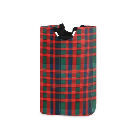 Yayeee Freestanding Laundry Hamper with Handle Collapsible Large Storage Basket for Clothes, Red and Blue Pattern