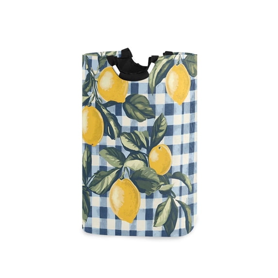 Yayeee Freestanding Laundry Hamper with Handle Collapsible Large Storage Basket for Clothes, Retro Beige Lemon