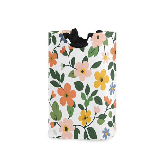 Yayeee Freestanding Laundry Hamper with Handle Collapsible Large Storage Basket for Clothes, Retro Colorful Flowers