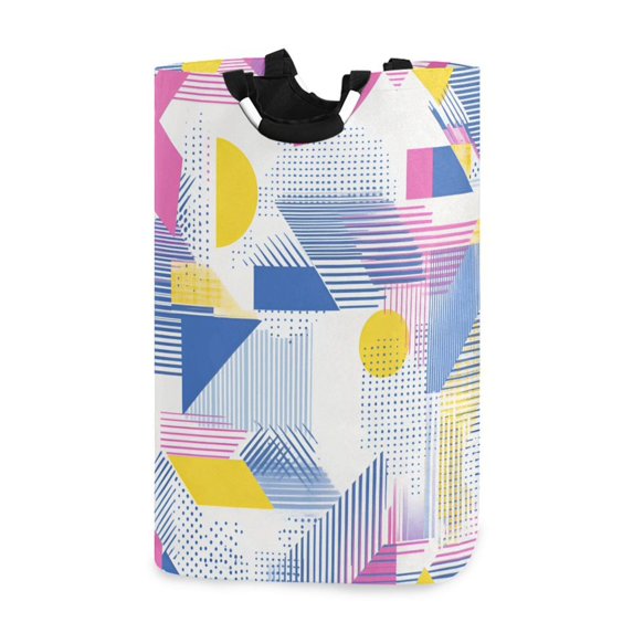Yayeee Freestanding Laundry Hamper with Handle Collapsible Large Storage Basket for Clothes, Retro Simple Shapes