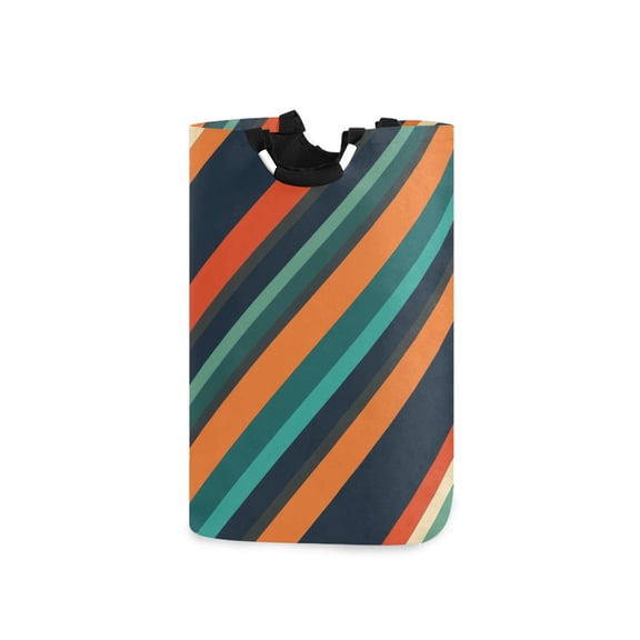 Yayeee Freestanding Laundry Hamper with Handle Collapsible Large Storage Basket for Clothes, Retro Stripes