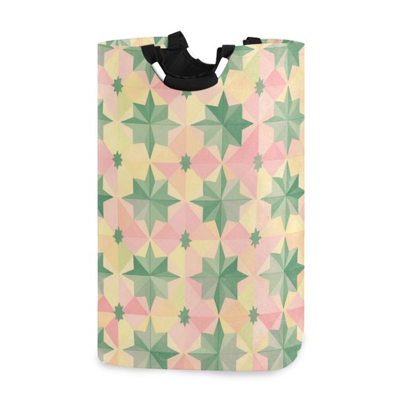 Yayeee Freestanding Laundry Hamper with Handle Collapsible Large Storage Basket for Clothes, Retro Symmetrical Stars
