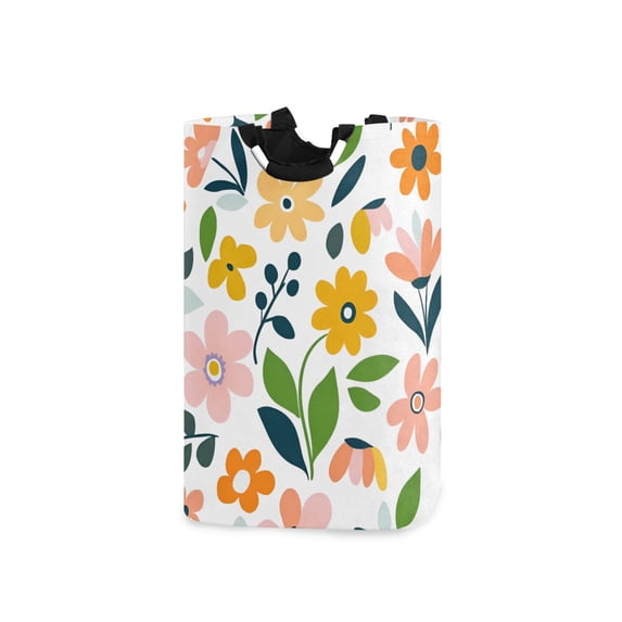 Yayeee Freestanding Laundry Hamper with Handle Collapsible Large Storage Basket for Clothes, Retro Yellow Floral