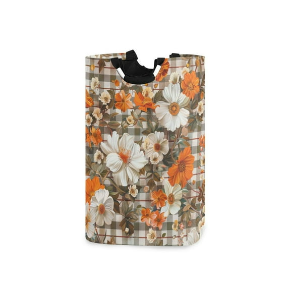 Yayeee Freestanding Laundry Hamper with Handle Collapsible Large Storage Basket for Clothes, Rustic Floral