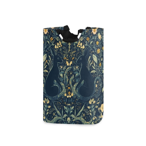 Yayeee Freestanding Laundry Hamper with Handle Collapsible Large Storage Basket for Clothes, Shadowy Forest Pattern