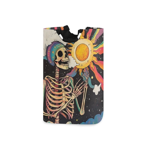 Yayeee Freestanding Laundry Hamper with Handle Collapsible Large Storage Basket for Clothes, Skeleton with Sun