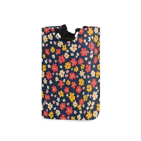 Yayeee Freestanding Laundry Hamper with Handle Collapsible Large Storage Basket for Clothes, Small Colorful Flower