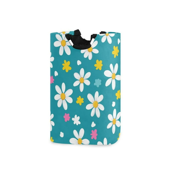 Yayeee Freestanding Laundry Hamper with Handle Collapsible Large Storage Basket for Clothes, Small Daisy