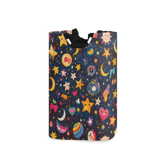 Yayeee Freestanding Laundry Hamper with Handle Collapsible Large Storage Basket for Clothes, Small Space Pattern