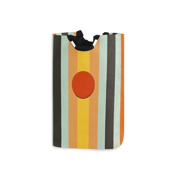 Yayeee Freestanding Laundry Hamper with Handle Collapsible Large Storage Basket for Clothes, Stripes and Circle