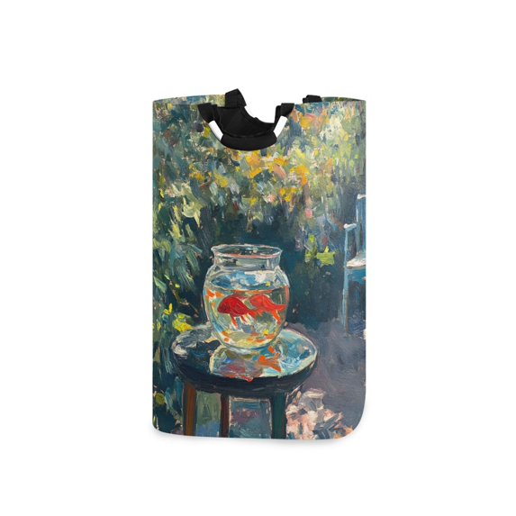 Yayeee Freestanding Laundry Hamper with Handle Collapsible Large Storage Basket for Clothes, Sunshine Goldfish