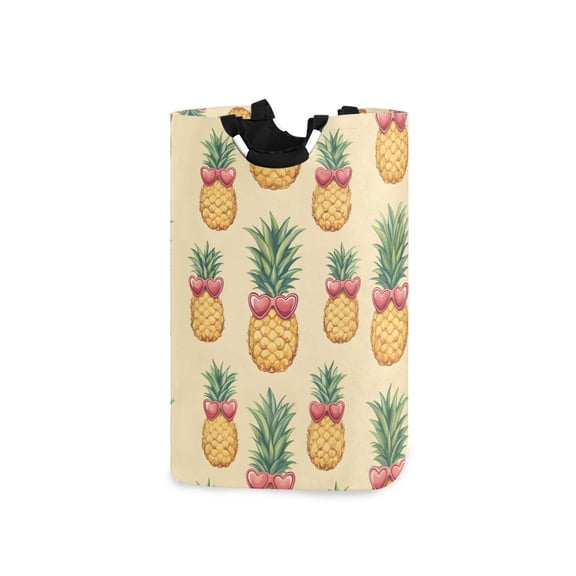 Yayeee Freestanding Laundry Hamper with Handle Collapsible Large Storage Basket for Clothes, Sunshine Pineapples