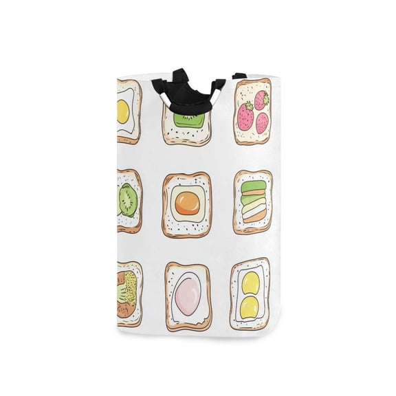 Yayeee Freestanding Laundry Hamper with Handle Collapsible Large Storage Basket for Clothes, Toasts Pattern