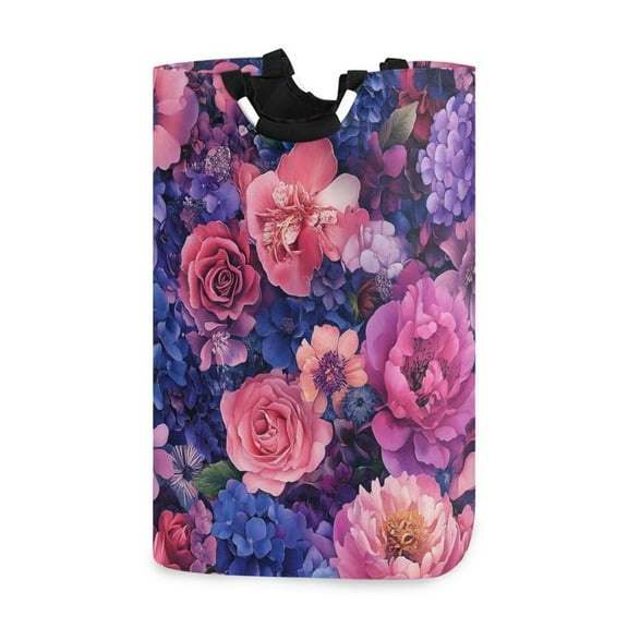 Yayeee Freestanding Laundry Hamper with Handle Collapsible Large Storage Basket for Clothes, Vibrant Art Flowers