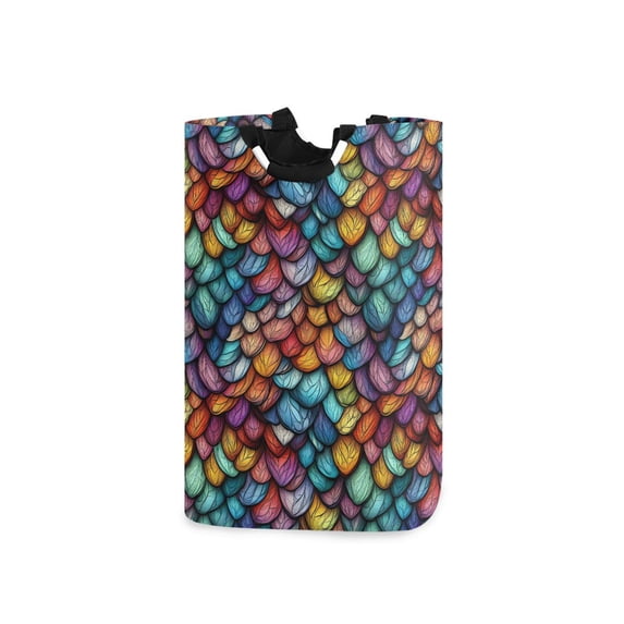 Yayeee Freestanding Laundry Hamper with Handle Collapsible Large Storage Basket for Clothes, Vibrant Dragon Scales Pattern