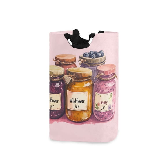 Yayeee Freestanding Laundry Hamper with Handle Collapsible Large Storage Basket for Clothes, Watercolor Jam