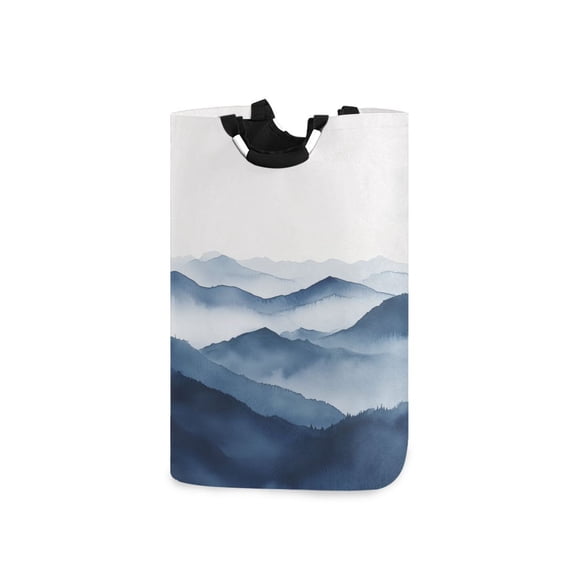 Yayeee Freestanding Laundry Hamper with Handle Collapsible Large Storage Basket for Clothes, Watercolor Mountains