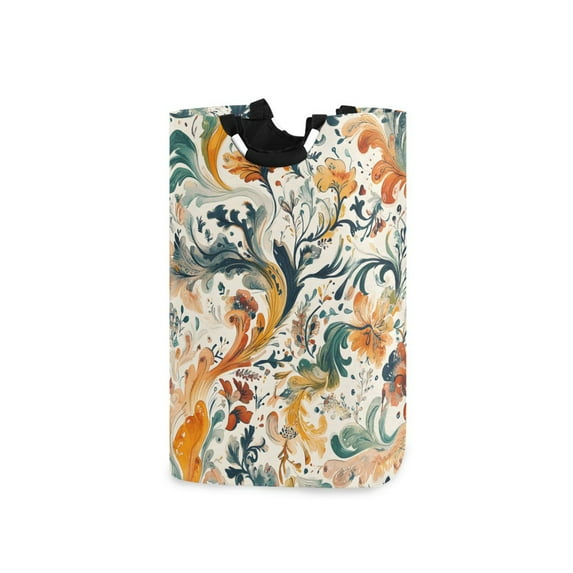 Yayeee Freestanding Laundry Hamper with Handle Collapsible Large Storage Basket for Clothes, Whimsical Leaves