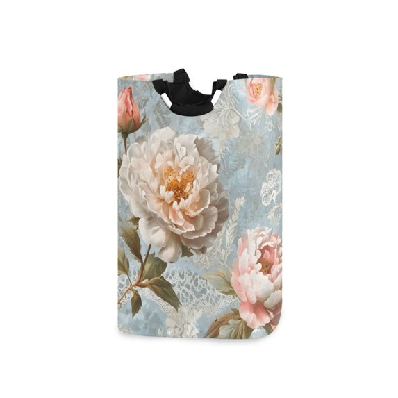 Yayeee Freestanding Laundry Hamper with Handle Collapsible Large Storage Basket for Clothes, Whimsical Rose