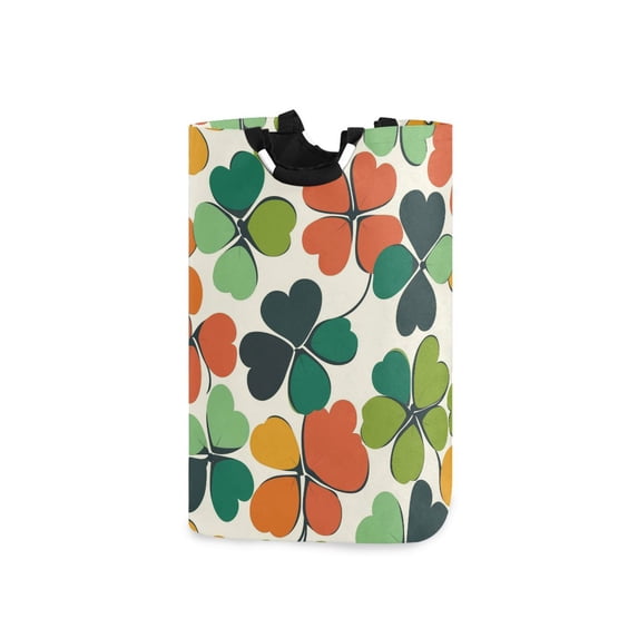 Yayeee Freestanding Laundry Hamper with Handle Collapsible Large Storage Basket for Clothes, White Clover Pattern