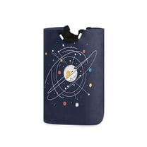 Yayeee Freestanding Laundry Hamper with Handle Collapsible Large Storage Basket for Clothes, White Planet