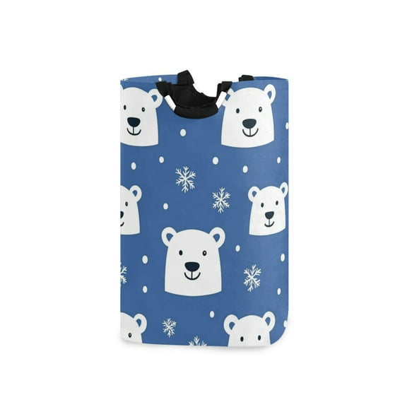 Yayeee Freestanding Laundry Hamper with Handle Collapsible Large Storage Basket for Clothes, White Polar Bear
