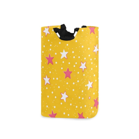 Yayeee Freestanding Laundry Hamper with Handle Collapsible Large Storage Basket for Clothes, White Stars