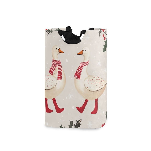 Yayeee Freestanding Laundry Hamper with Handle Collapsible Large Storage Basket for Clothes, Winter Geese