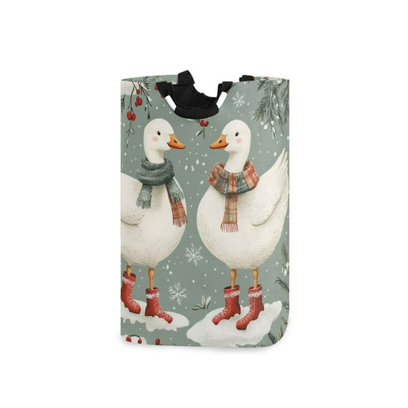 Yayeee Freestanding Laundry Hamper with Handle Collapsible Large Storage Basket for Clothes, Winter Goose Scarves