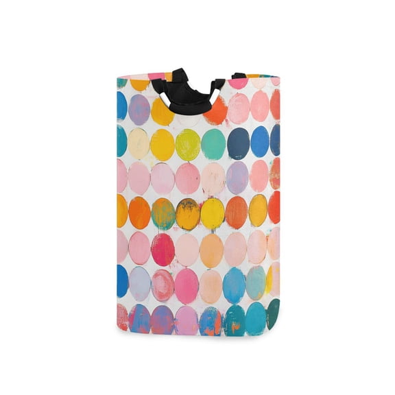 Yayeee Freestanding Laundry Hamper with Handle Collapsible Large Storage Basket for Clothes, Yellow Circles