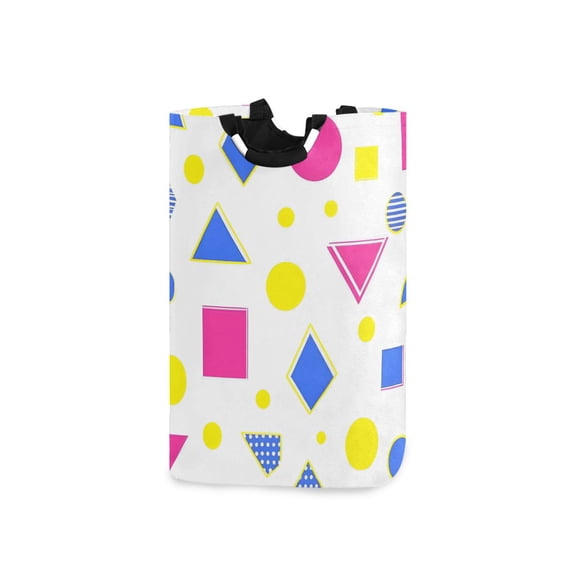 Yayeee Freestanding Laundry Hamper with Handle Collapsible Large Storage Basket for Clothes, Yellow Retro Round