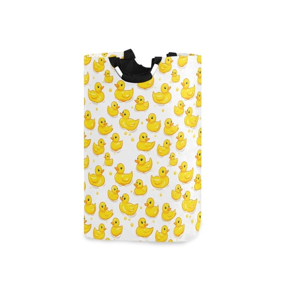 Yayeee Freestanding Laundry Hamper with Handle Collapsible Large Storage Basket for Clothes, Yellow Rubber Ducks