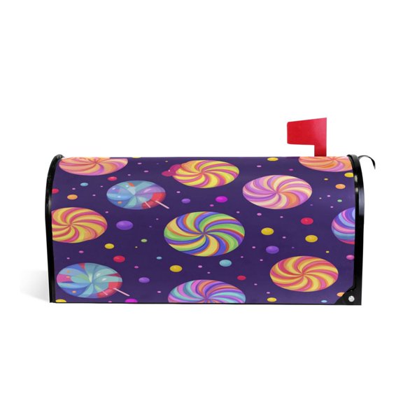 Yayeee Mailbox Cover Magnetic Large Size 25"x21" Post Box Cover Wrap Decor, Candy Cosmic Swirls