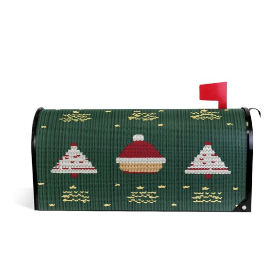 Yayeee Mailbox Cover Magnetic Large Size 25"x21" Post Box Cover Wrap Decor, Christmas Santa Hats