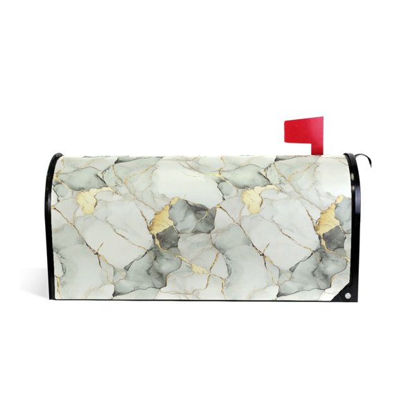 Yayeee Mailbox Cover Magnetic Large Size 25"x21" Post Box Cover Wrap Decor, Gray Marble Pattern