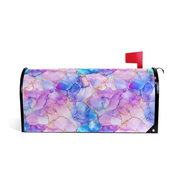 Yayeee Mailbox Cover Magnetic Large Size 25"x21" Post Box Cover Wrap Decor, Pastel Pink Marble Pattern