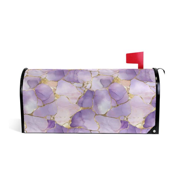 Yayeee Mailbox Cover Magnetic Large Size 25"x21" Post Box Cover Wrap Decor, Pastel Purple Marble Pattern
