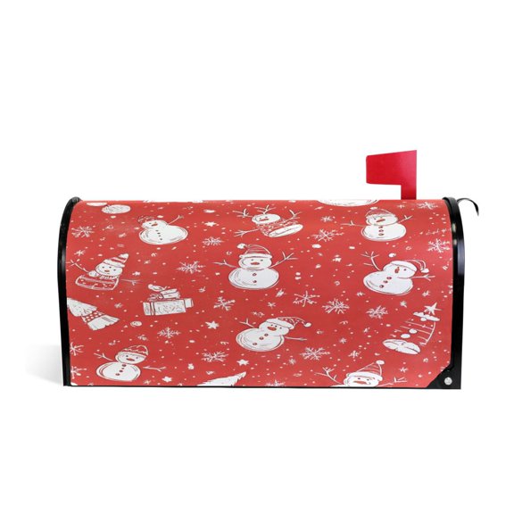 Yayeee Mailbox Cover Magnetic Large Size 25"x21" Post Box Cover Wrap Decor, Red Snowman