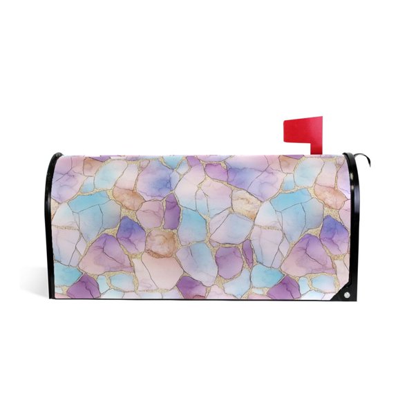 Yayeee Mailbox Cover Magnetic Large Size 25"x21" Post Box Cover Wrap Decor, Watercolor Marble Pattern