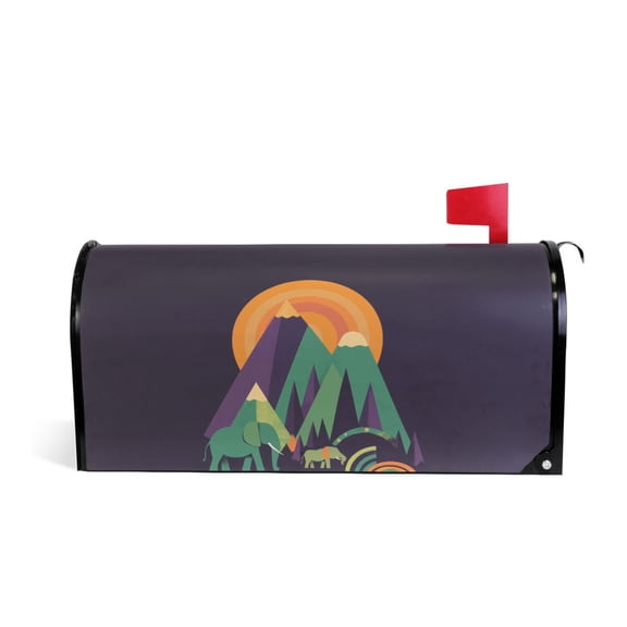 Yayeee Mailbox Cover Magnetic Large Size Post Box Cover Wrap Decor, Abstract Animals