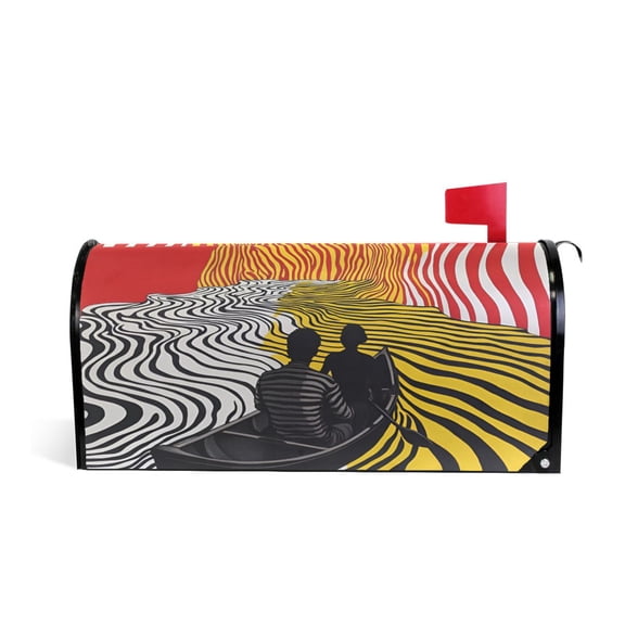 Yayeee Mailbox Cover Magnetic Large Size Post Box Cover Wrap Decor, Abstract Boat